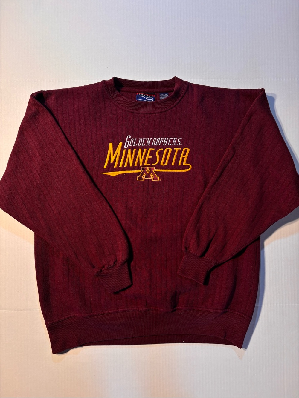 Vtg Crable Sportswear Minnesota Golden Gophers 90s NCAA Crewneck Sweatshirt Sz L